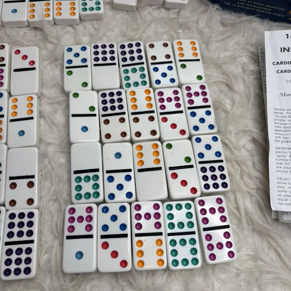 Cardinal Dominoes 52/55 Pieces Double Jumbo Dot 16 Games + Mexican Train Game